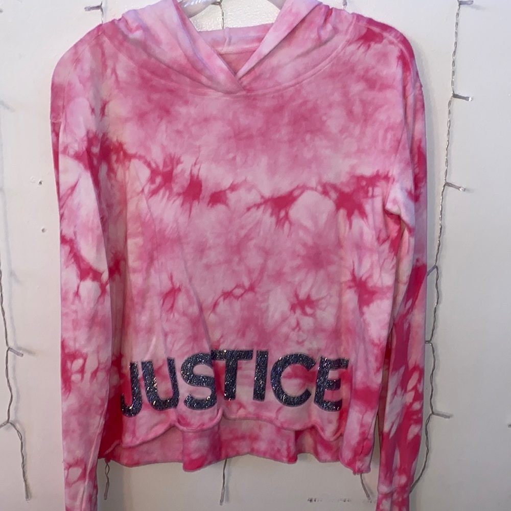 Justice girls pink tie die sweater